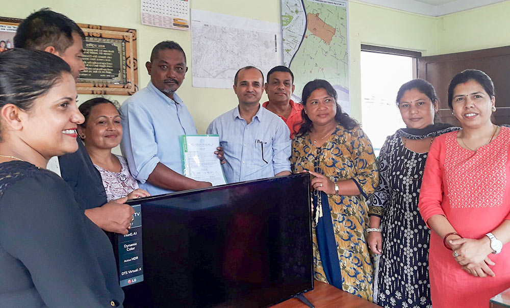 Television Handover as part of Safer Cities Project by ISET Nepal